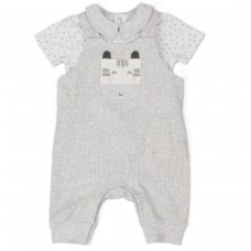 E13307:  Baby Unisex Zebra Ribbed Dungaree & T-Shirt Outfit (0-6 Months)